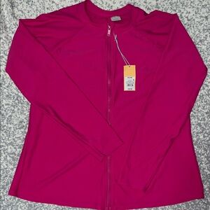 Kona Sol Women's UPF 50 Full Zip Mock Neck Rash Guard Size XL